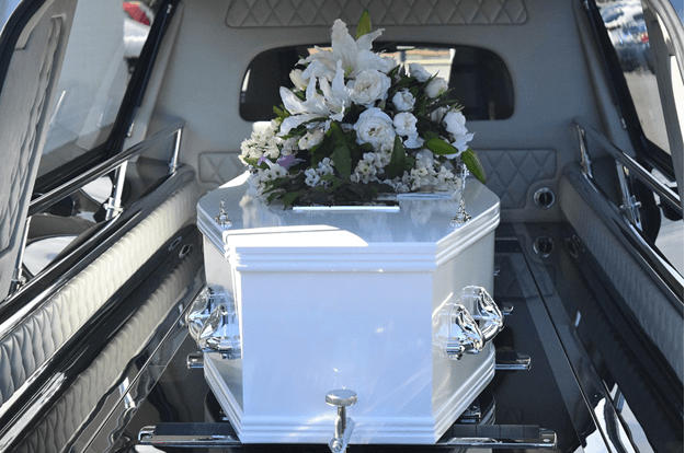 Casket in hearse