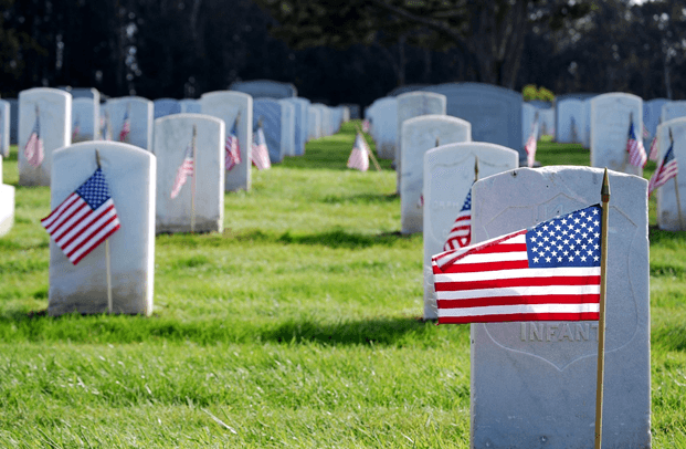 flags and headstones