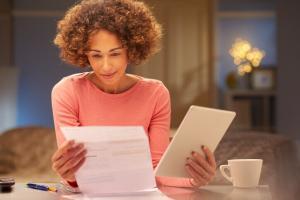 Woman reading paper