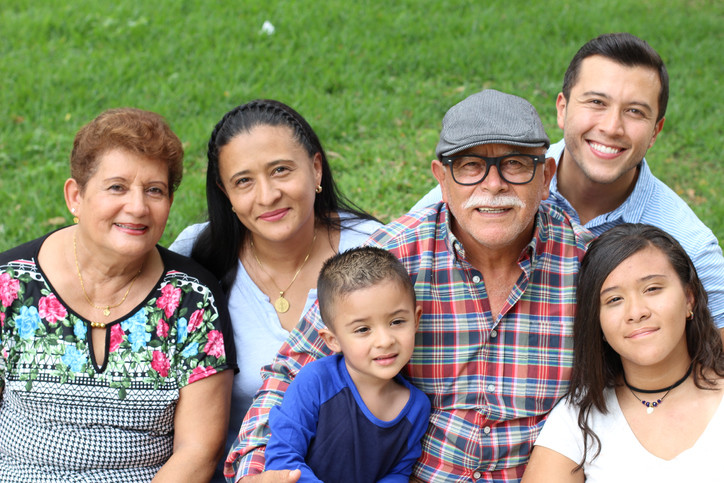 Hispanic family in the park.